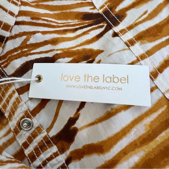 Anthropologie Love The Label Honey Puff Sleeve Swirl Midi Dress Zebra S NWT - Picture 12 of 15